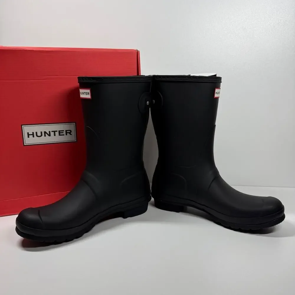 NIB •Hunter Women's Original Short Back adjustable Black Rain Boots Size: 10
